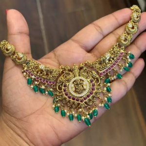 Silver lakshmi with elepahant with antique finish