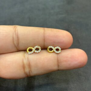 Silver infinity small stud with gold finish