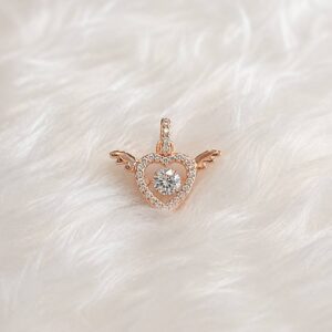 Silver angel heart with rosegold finish