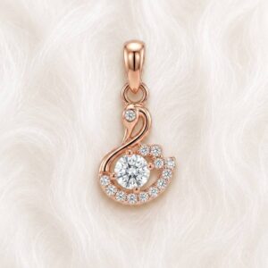 Silver swan pendant with rosegold finish