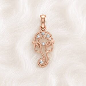 Silver ganesha pendant with rosegold finish