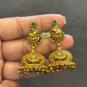 Silver yanai Jhumka with antique finish