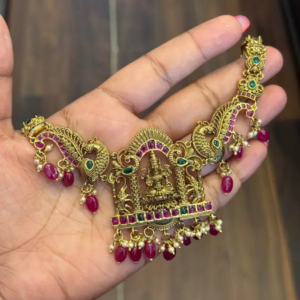 Silver lakshmii necklace with antique finish